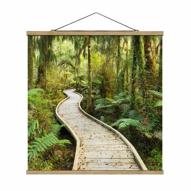 Fabric print with poster hangers - Path In The Jungle