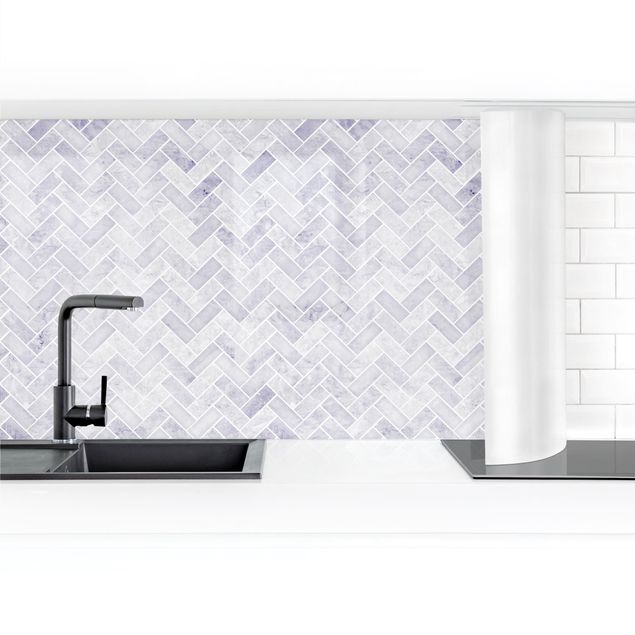 Kitchen wall cladding - Marble Fish Bone Tiles - Lavender