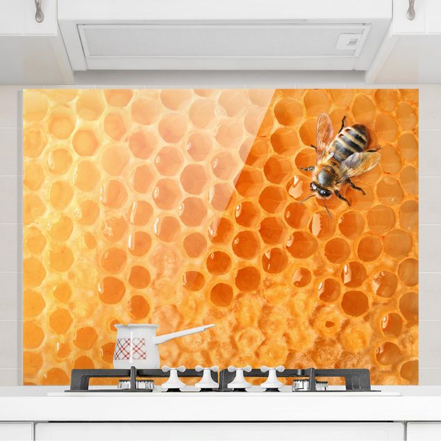 Glass splashback patterns Honey Bee