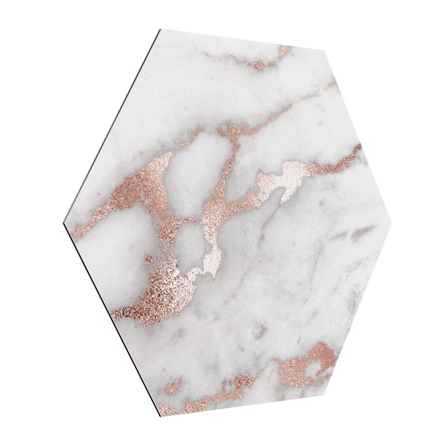Alu-Dibond hexagon - Marble Look With Glitter