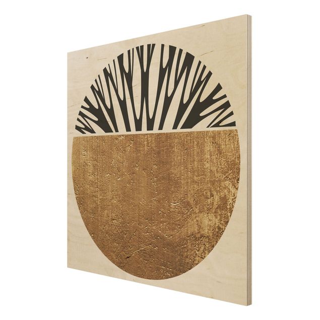 Print on wood - Abstract Shapes - Golden Circle