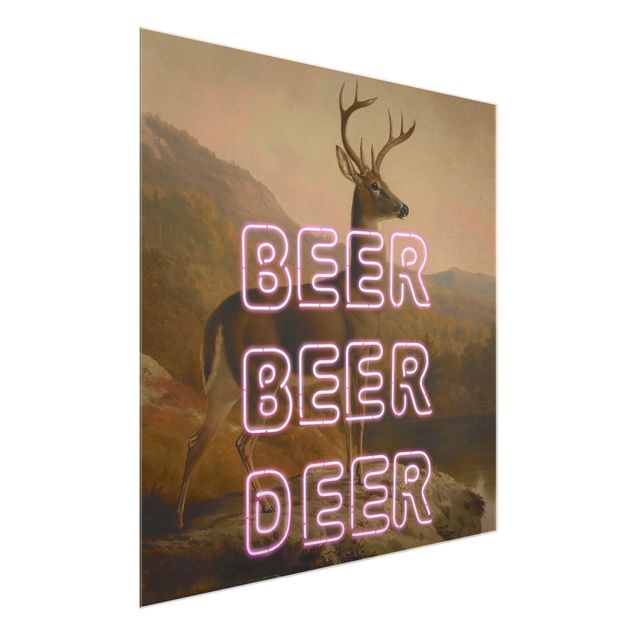 Glass print - Beer Beer Deer - Square 1:1
