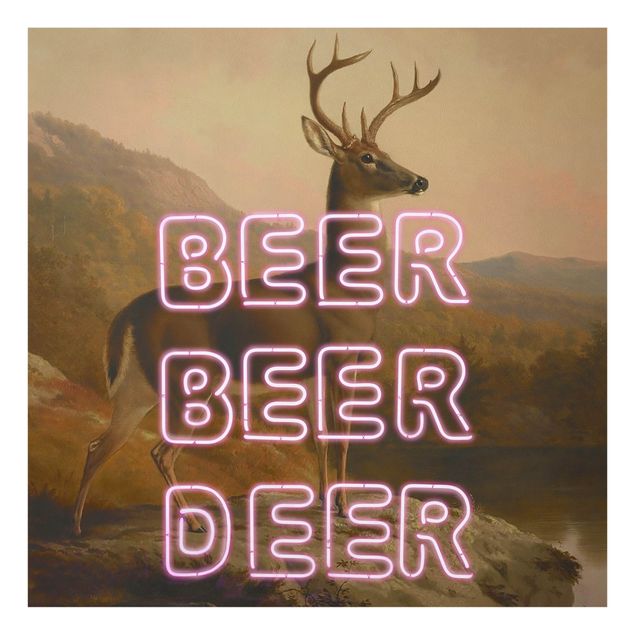 Glass print - Beer Beer Deer - Square 1:1