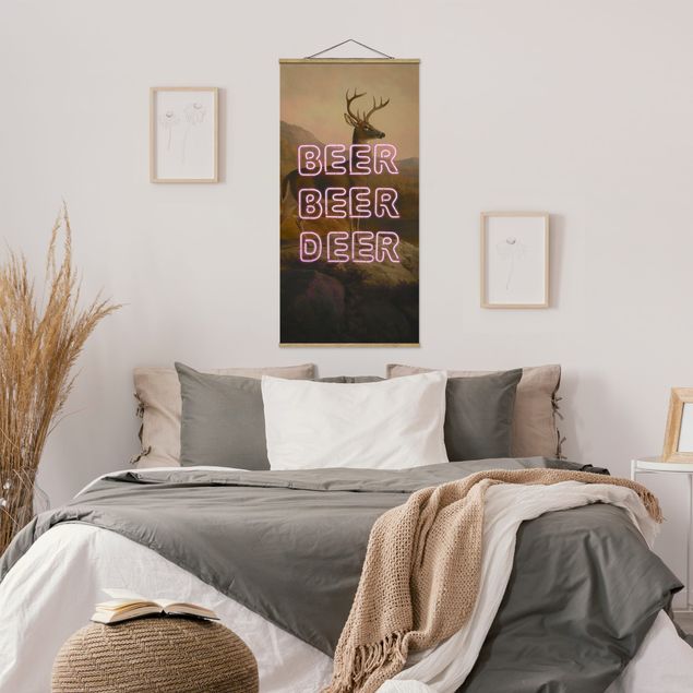 Fabric print with poster hangers - Beer Beer Deer
