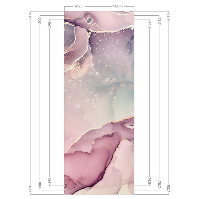 Shower wall cladding - Watercolour Pastel Pink With Gold