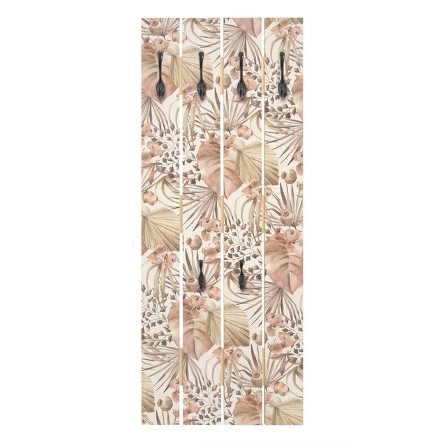 Wooden coat rack - Beige Palm Leaves