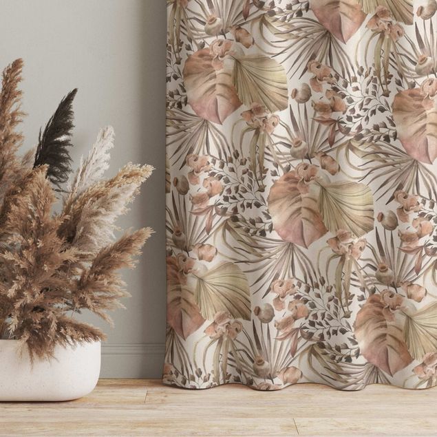 made to measure curtains Beige Palm Leaves