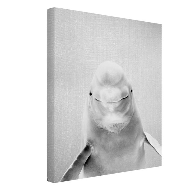 Canvas print - Beluga Whale Bob Black And White - Portrait format 3:4