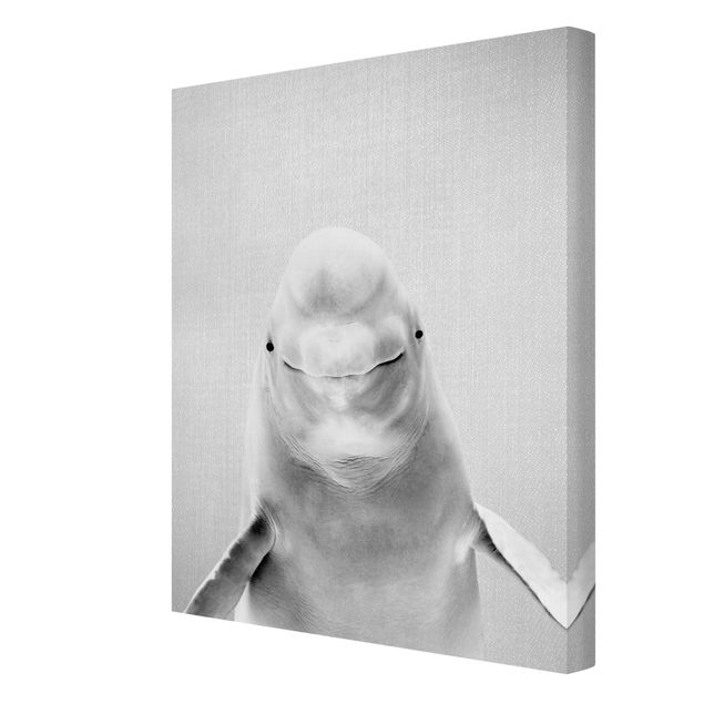 Canvas print - Beluga Whale Bob Black And White - Portrait format 3:4