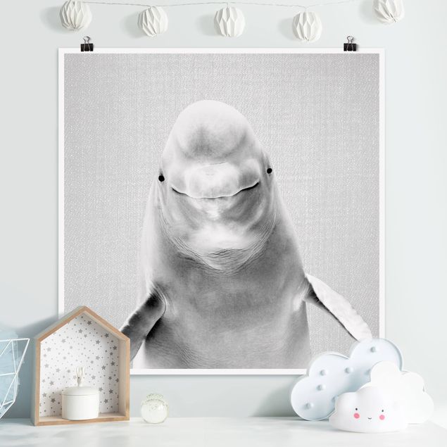 Poster art print - Beluga Whale Bob Black And White