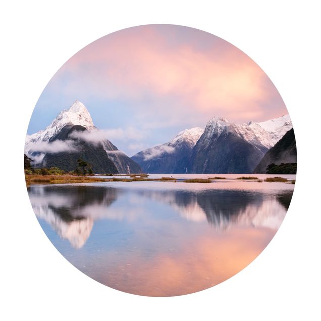 Vinyl Floor Mat round - Mountains At A Stretch Of Water