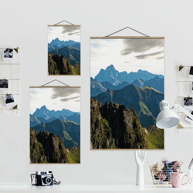 Fabric print with poster hangers - Mountains On The Lofoten - Portrait format 2:3