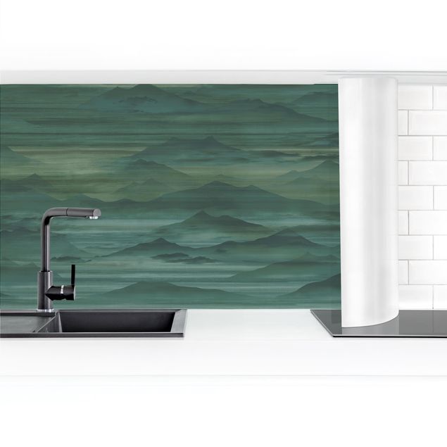Kitchen wall cladding - Mountains in the Mist Green
