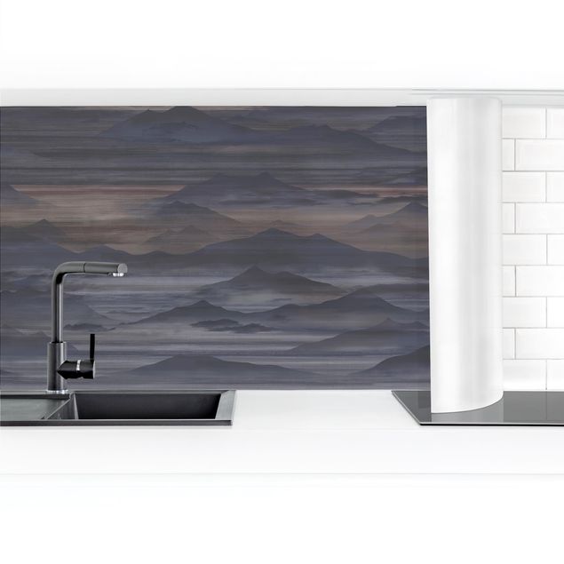 Kitchen wall cladding - Mountains in the Mist Purple