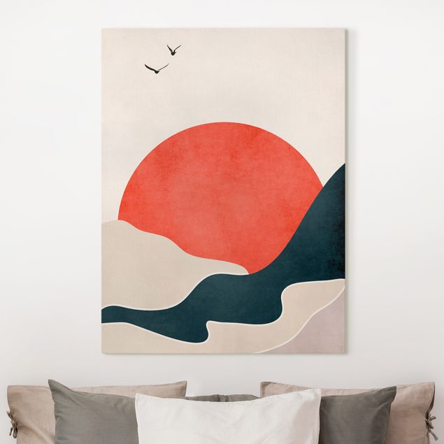 Print on canvas - Mountains In Red Sunset