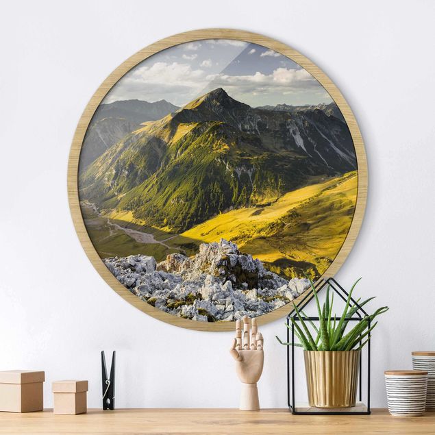 Framed prints round Mountains And Valley Of The Lechtal Alps In Tirol