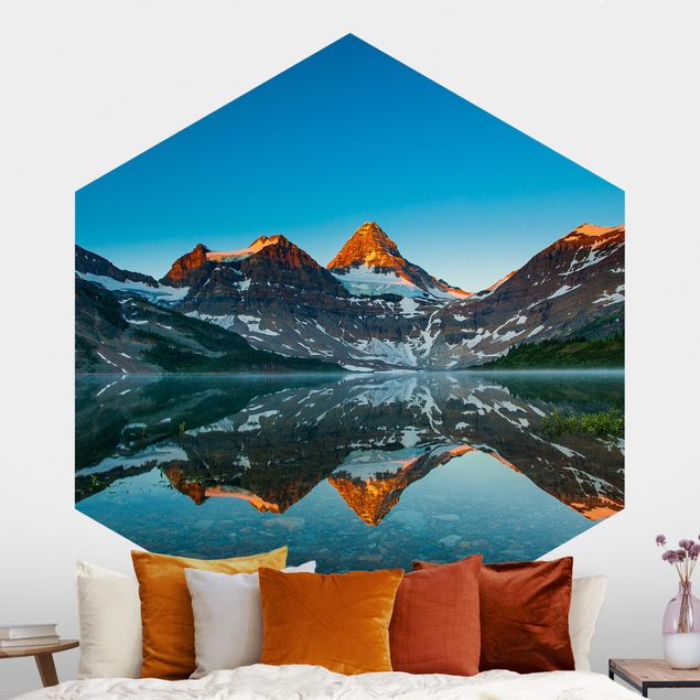 Self-adhesive hexagonal wall mural Mountain Landscape At Lake Magog In Canada
