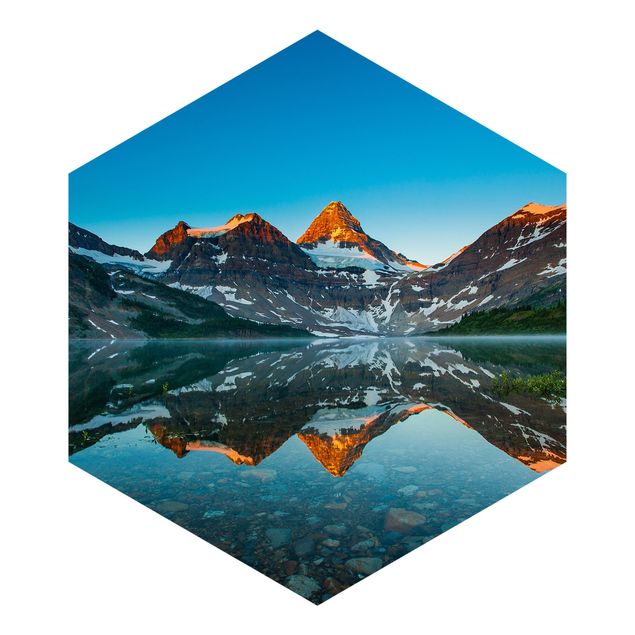 Self-adhesive hexagonal pattern wallpaper - Mountain Landscape At Lake Magog In Canada