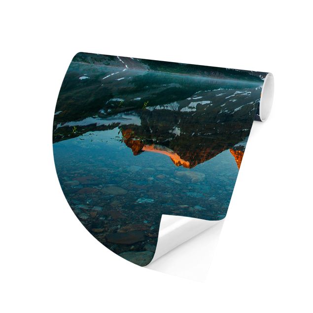 Self-adhesive round wallpaper - Mountain Landscape At Lake Magog In Canada
