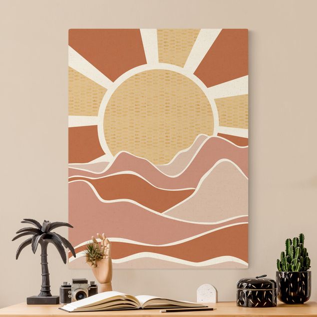 Canvas print gold - Mountainous Landscape With Golden Sunrise