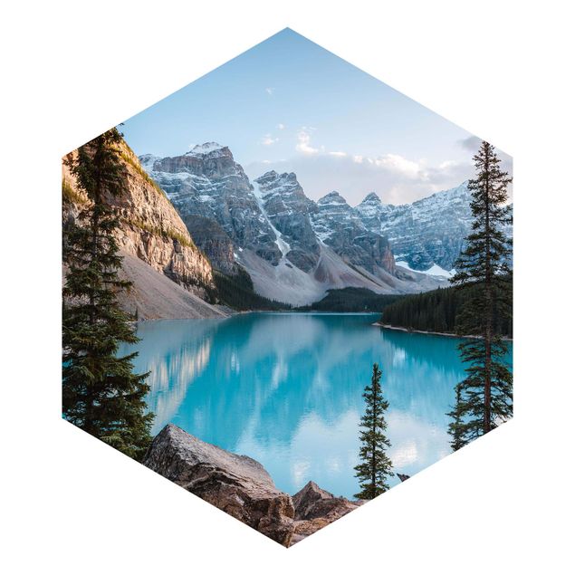Self-adhesive hexagonal pattern wallpaper - Mountain Lake