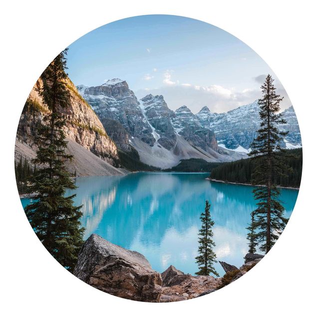 Self-adhesive round wallpaper - Mountain Lake