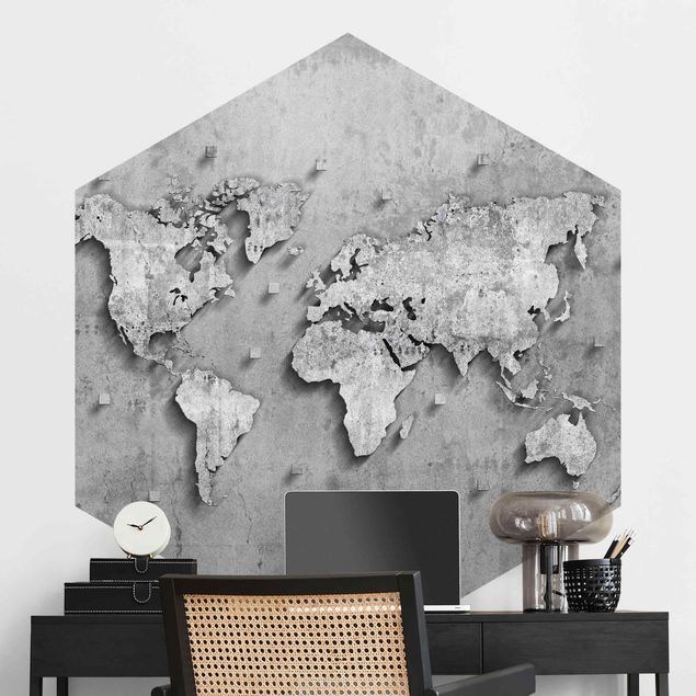 Hexagonal wallpapers Concrete World Map