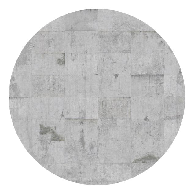 Self-adhesive round wallpaper concrete - Concrete Brick Look Grey