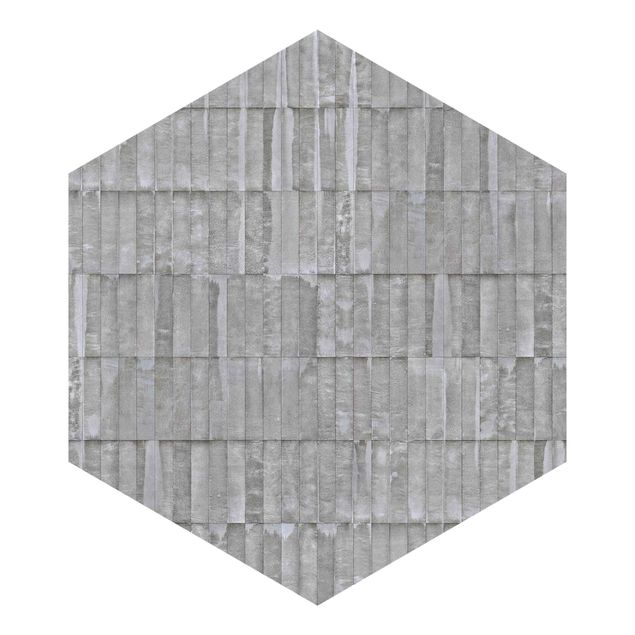 Self-adhesive hexagonal wall mural - Concrete Brick Wallpaper