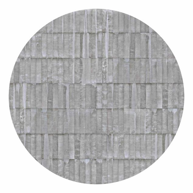 Self-adhesive round wallpaper concrete - Concrete Brick Wallpaper