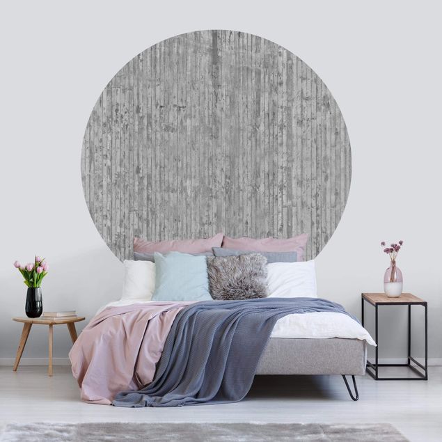 Self-adhesive round wallpaper concrete - Concrete Look Wallpaper With Stripes