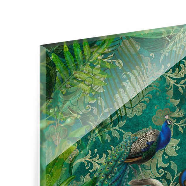 Glass Splashback - Shabby Chic Collage - Noble Peacock II - Square 1:1