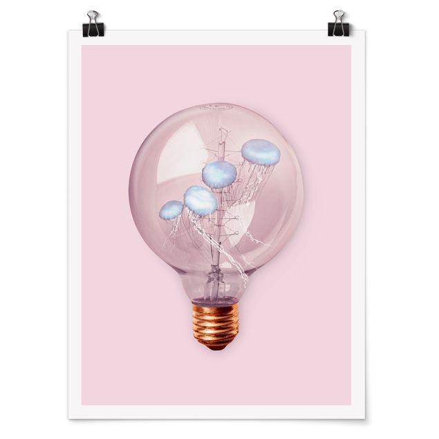 Poster - Light Bulb With Jellyfish