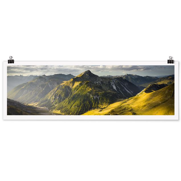 Panoramic poster nature & landscape - Mountains And Valley Of The Lechtal Alps In Tirol