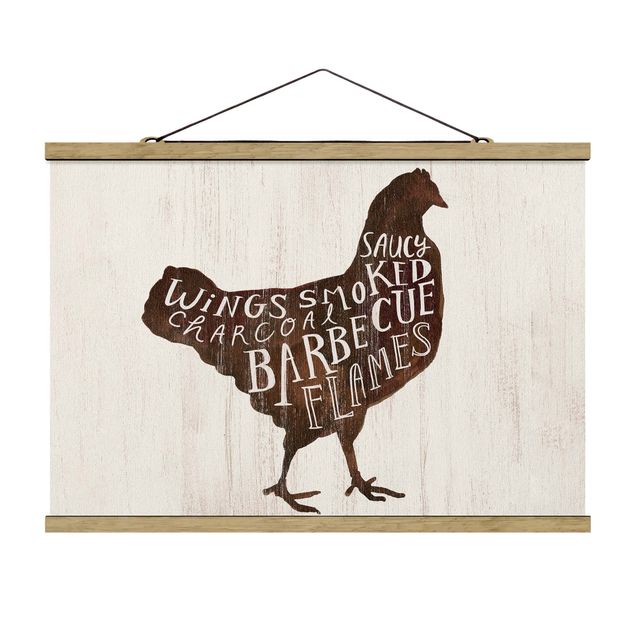 Fabric print with poster hangers - Farm BBQ - Chicken
