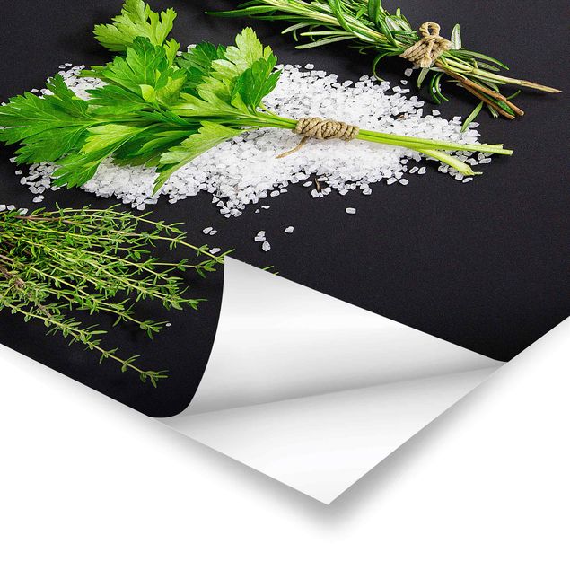 Poster - Herbs On Salt Black Backdrop