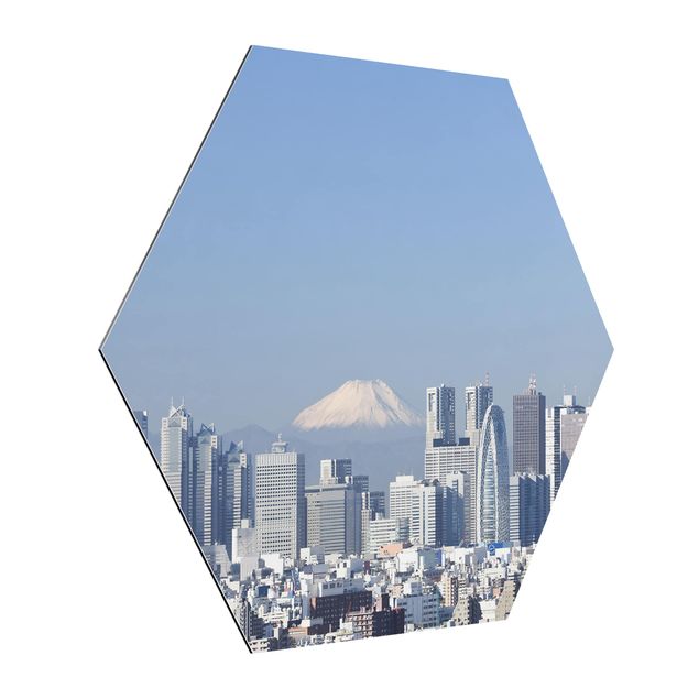 Alu-Dibond hexagon - Tokyo In Front Of Fuji