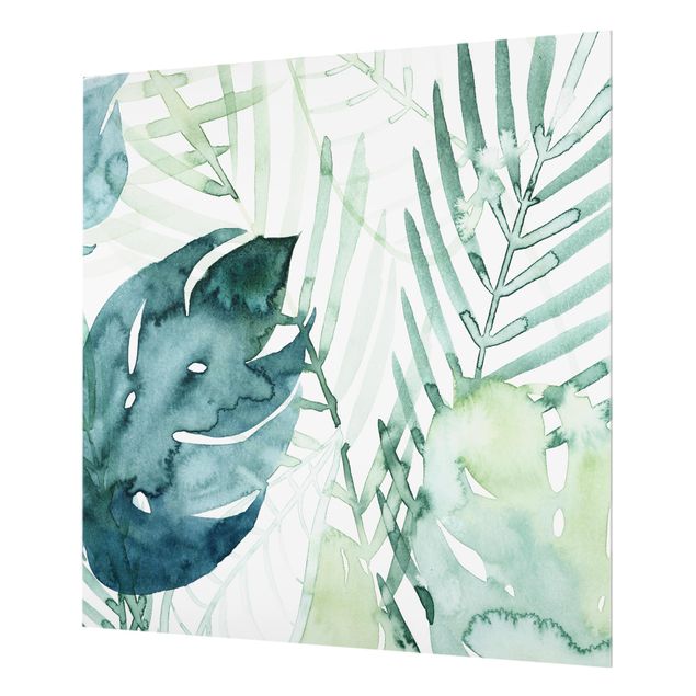 Glass Splashback - Palm Fronds In Water Color I - Square 1:1
