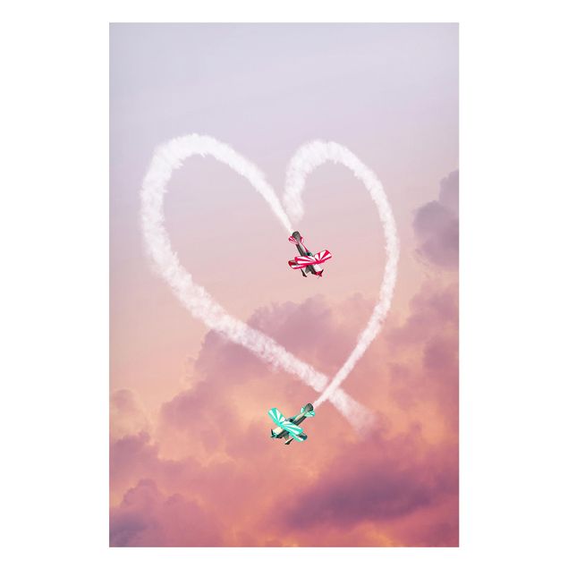 Magnetic memo board - Heart With Airplanes