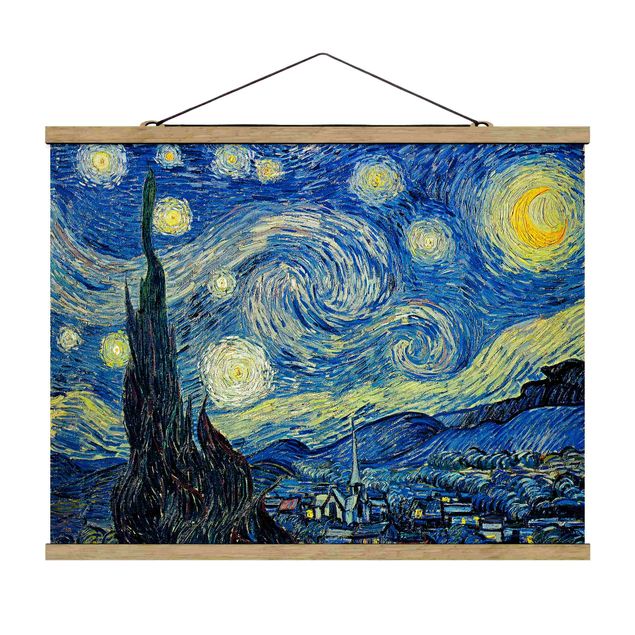 Fabric print with poster hangers - Vincent Van Gogh - The Starry Night