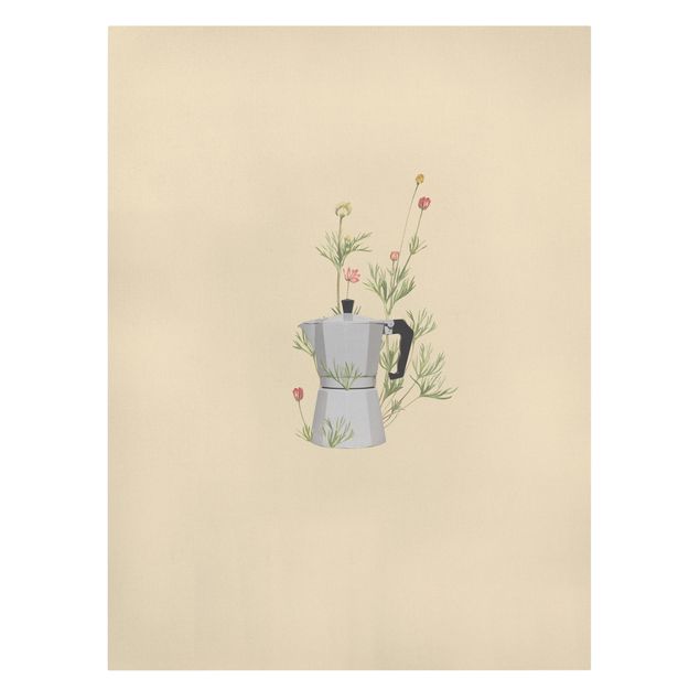 Print on canvas - Bialetti with flowers - Portrait format 3:4