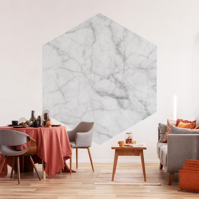 Self-adhesive hexagonal wall mural - Bianco Carrara