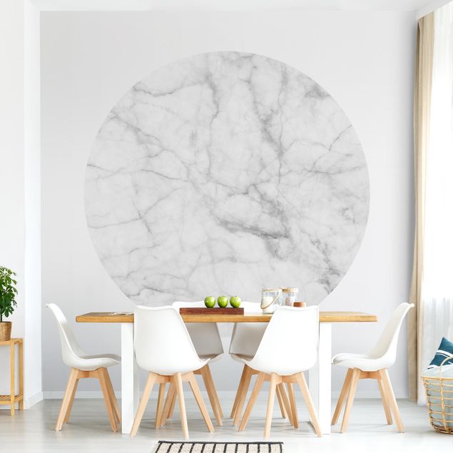 Self-adhesive round wallpaper kitchen - Bianco Carrara