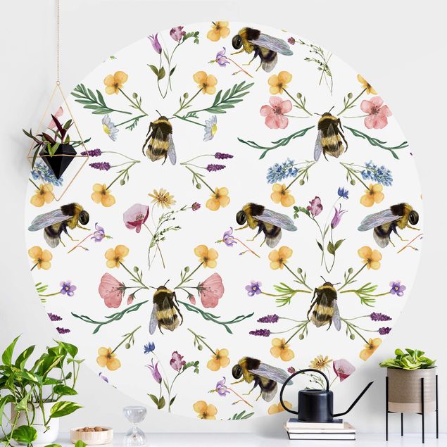 Wallpapers Bees With Flowers