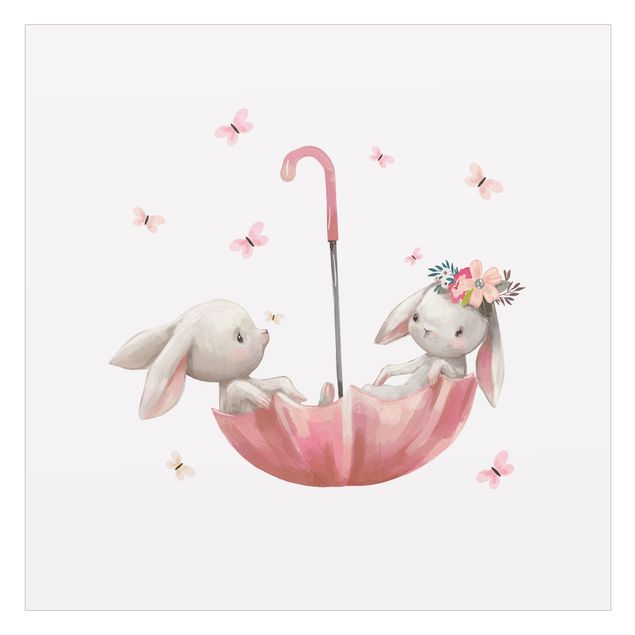 Window decoration - To The Moon Rabbits In Umbrella