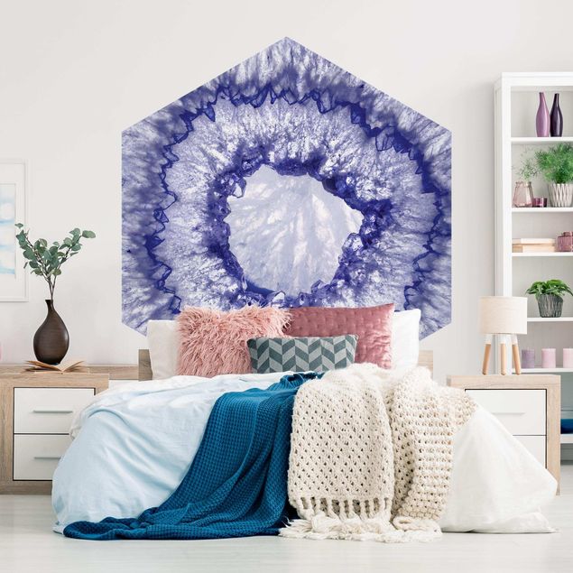 Self-adhesive hexagonal wall mural - Blue Purple Crystal