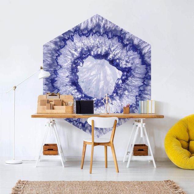 Self-adhesive hexagonal wall mural - Blue Purple Crystal