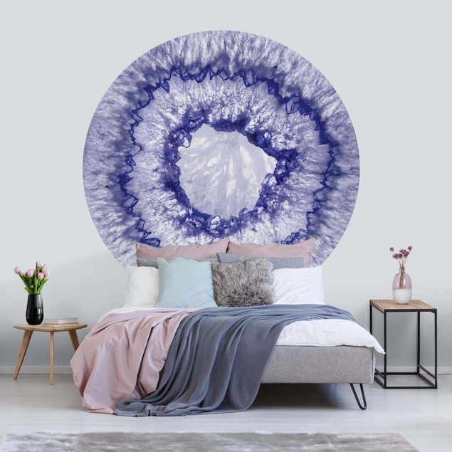 Self-adhesive round wallpaper - Blue Purple Crystal