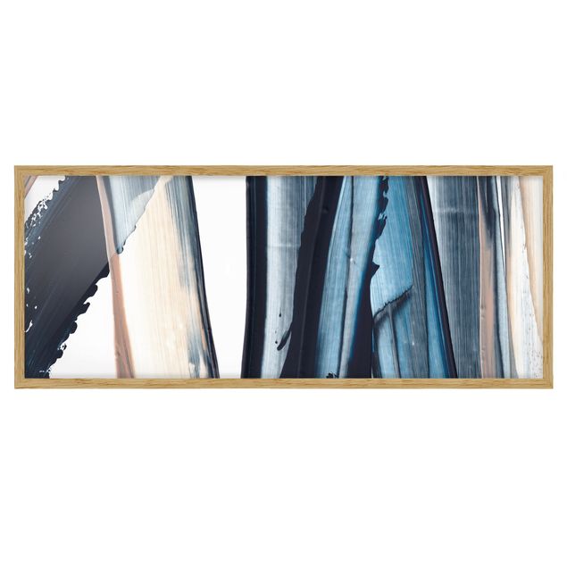 Framed poster - Blue And Beige Stripes