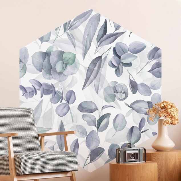 Wallpapers Blue Watercolour Eucalyptus Leaves